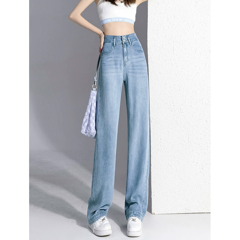 浅色莱赛尔牛仔裤女2025夏季新款