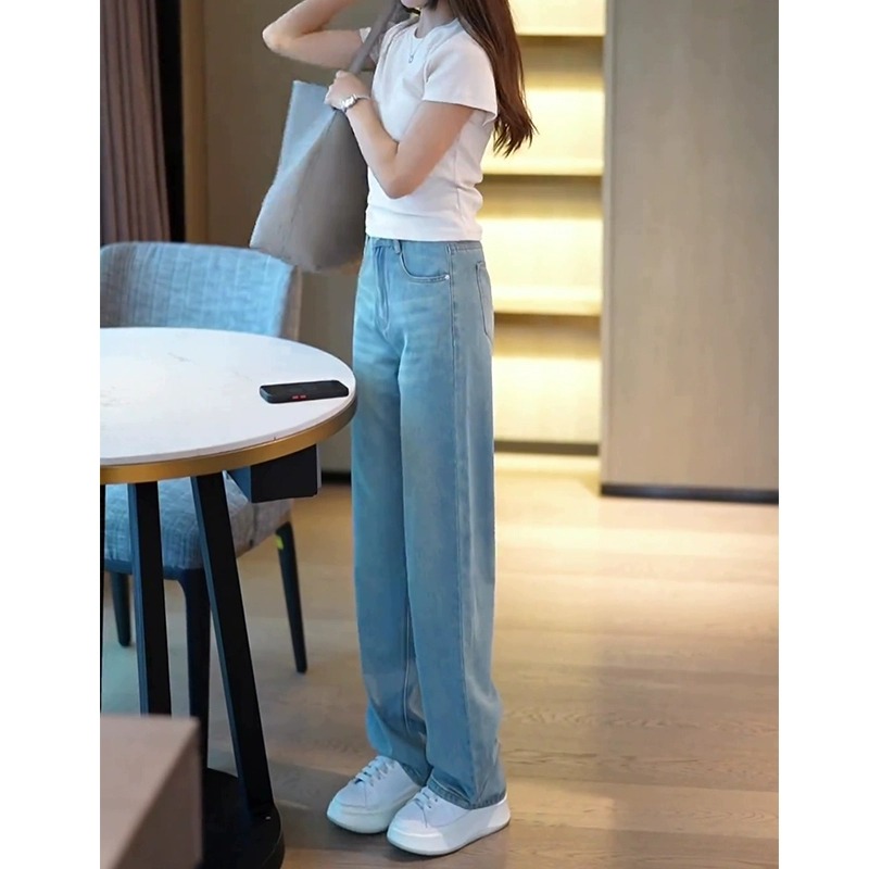 2025年春季新款高腰阔腿牛仔裤女