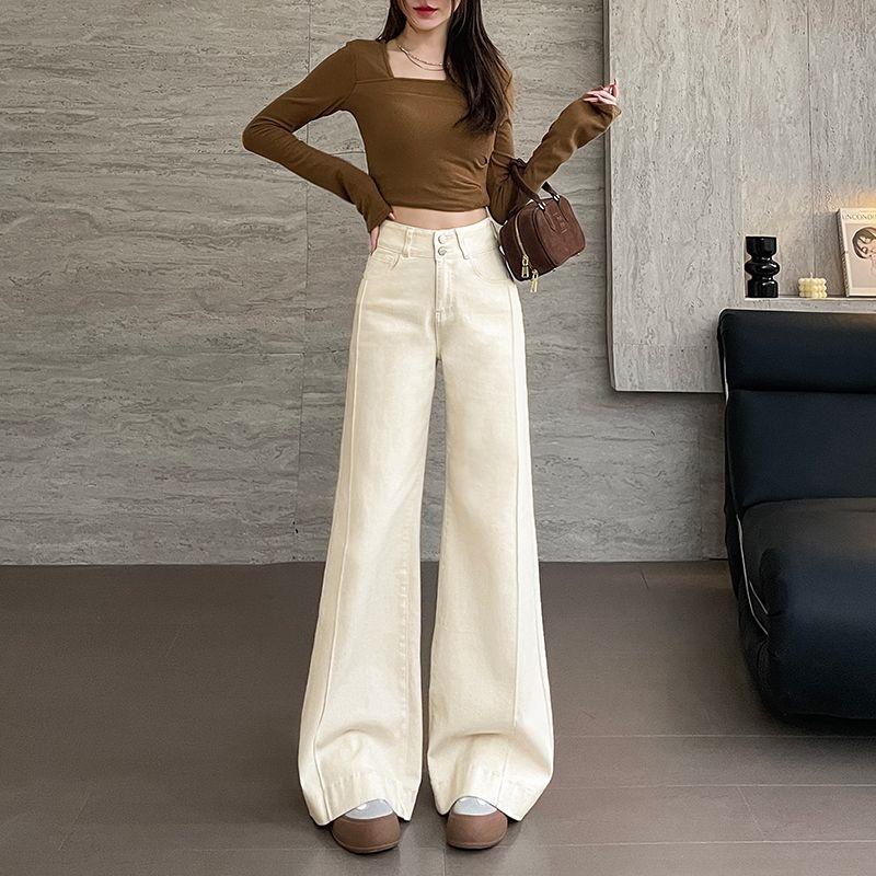 2025年春季新款高腰阔腿牛仔裤女