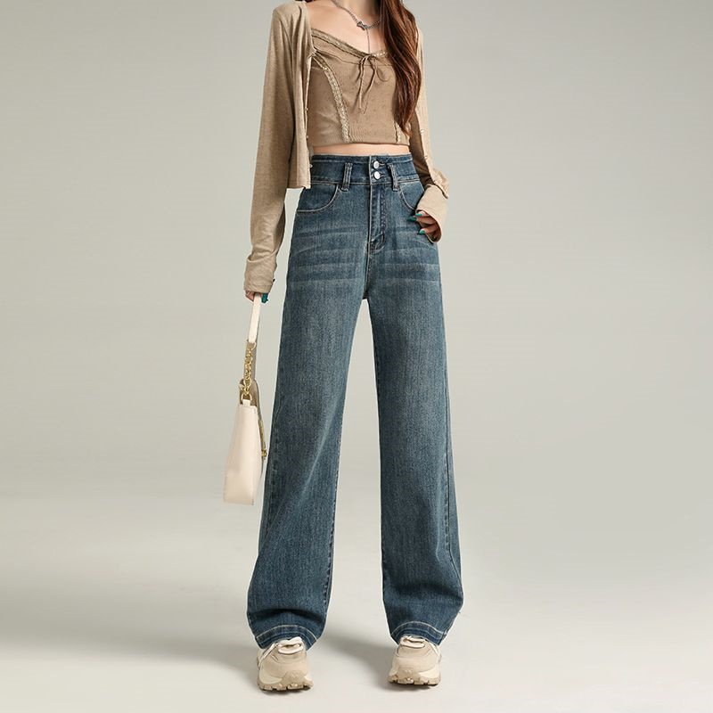 2025年春季新款高腰弹力牛仔裤女