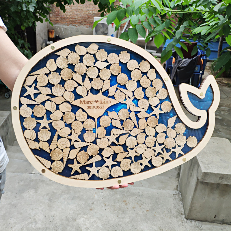 鲸鱼商务年会木签到框结婚礼个性创意签到本墙爱心木片签到板道具,节庆用品/礼品,礼金簿/签名册,淘宝优惠券,粉丝福利购,淘宝优惠卷