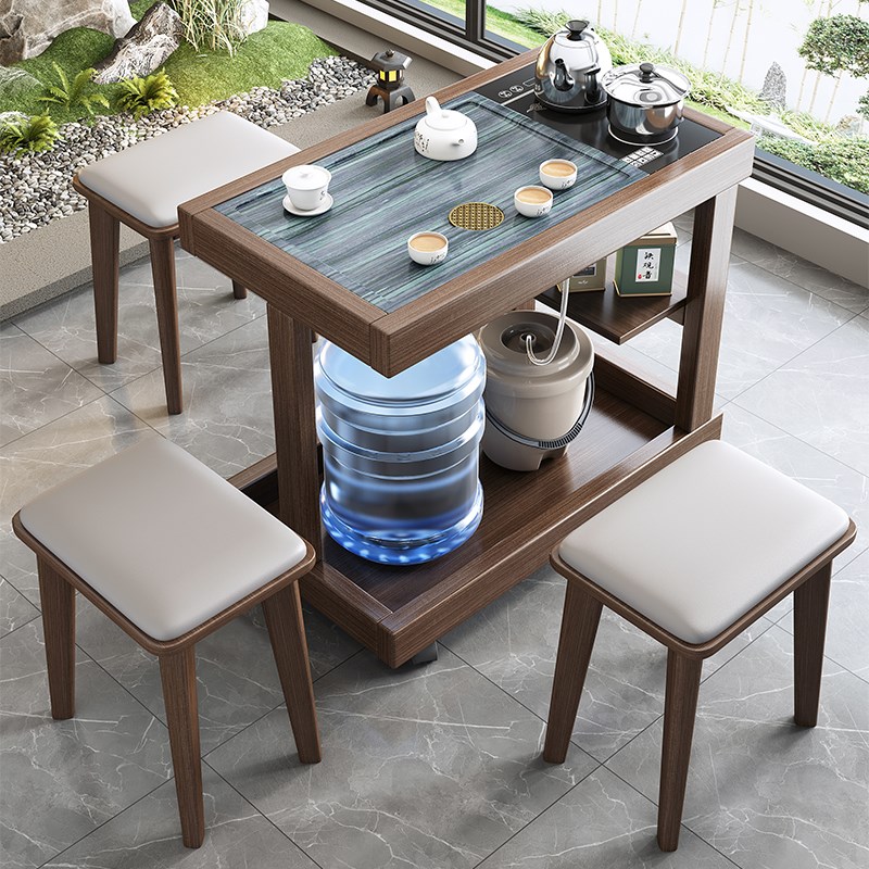 实木茶桌家用小茶台客厅办公室侧边茶水柜阳台极简可移动小型茶几