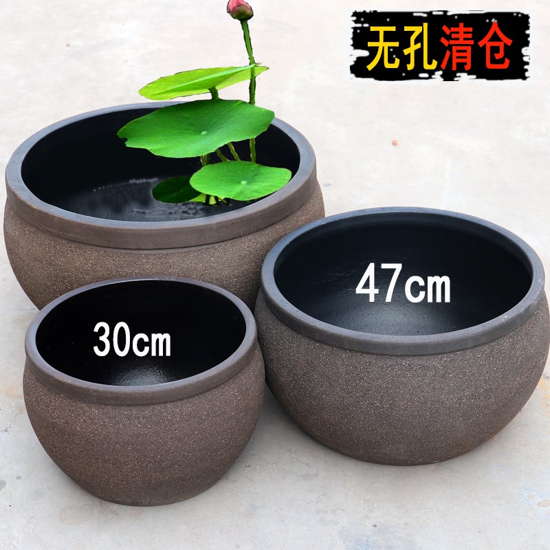 超大口径无孔鱼缸睡莲荷花盆特大号流水缸古法盆景盆水缸水培花盆
