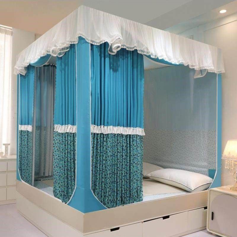 韩式公主风坐床遮光床帘蚊帐防尘顶防摔蒙古包三开门床幔卧室