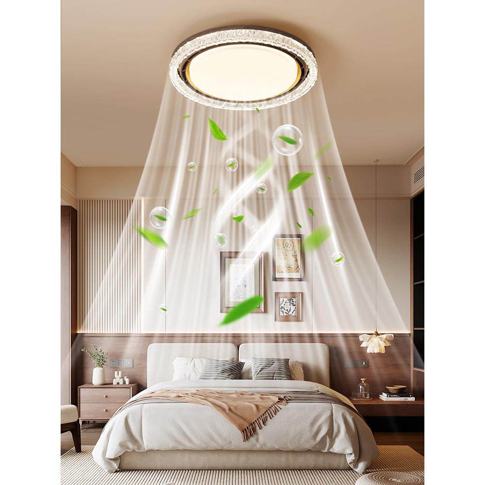 无叶风扇灯圆形护眼卧室吸顶灯复古新中式家用极简6档循环电扇灯