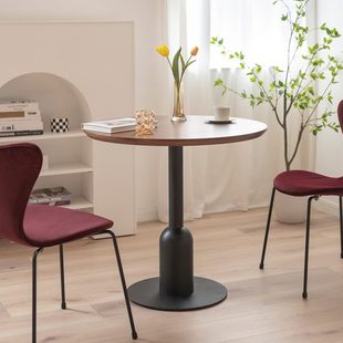 北欧现代实木圆桌家用小户型简易圆形餐桌客厅吃饭桌子洽谈咖啡桌