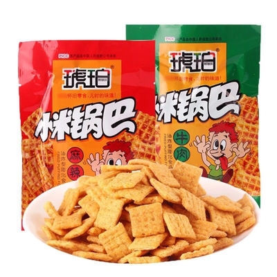 琥珀小米锅巴90后童年经典儿时怀旧小零食膨化食品小卖部60袋包装