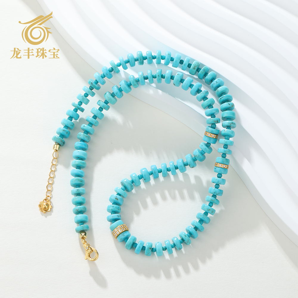 正品天然绿松石直切简约女款项链