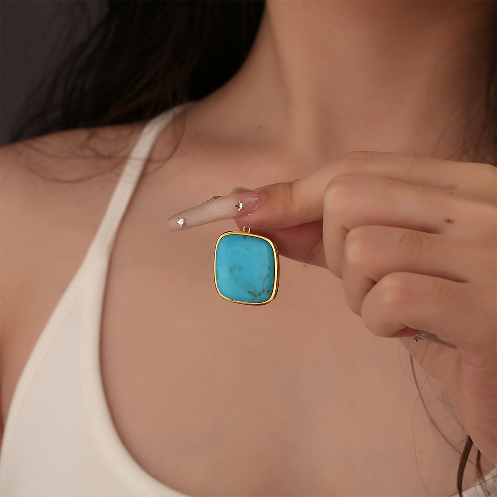 龙丰S925银镀18K金天然绿松石