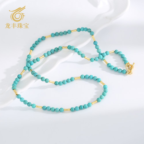 天然绿松石圆珠diy项链女款高级