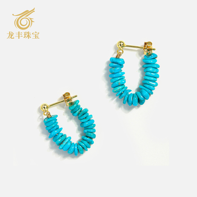 龙丰绿松轩天然绿松石S925耳环