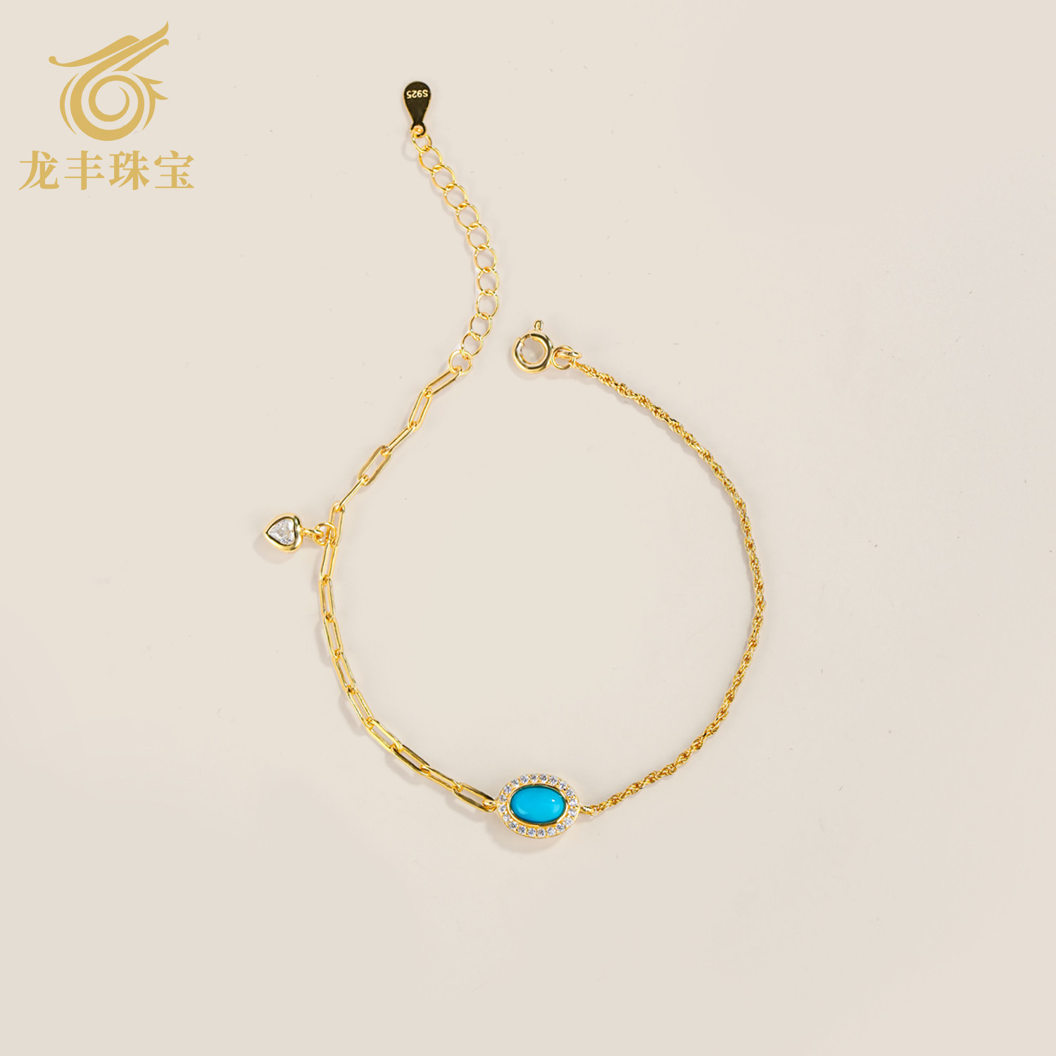 保真高瓷蓝美松18K镀金手链图片