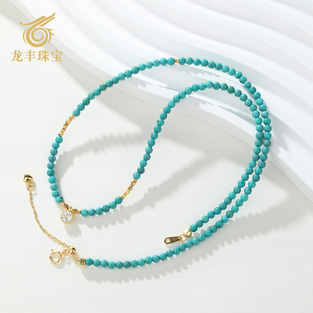 正品天然绿松石圆珠diy女款项链图片