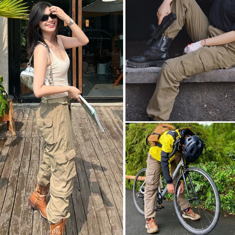 户外速干裤男女可拆卸多口袋徒步登山裤夏季薄款工装裤宽松休闲裤
