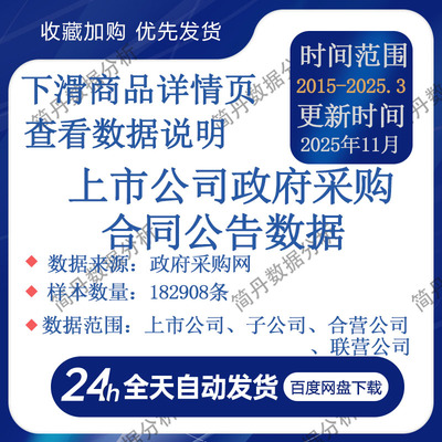 上市公司政府采购合同公告数据（2015-2025.3）
