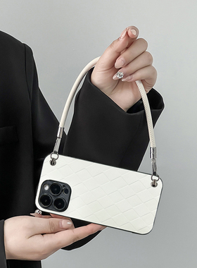 坎宁安适用于红米Turbo4手机壳13/12手提绳note14pro+菱格11E小香风10se欧美9/8pro商务7小众13C时尚保护套