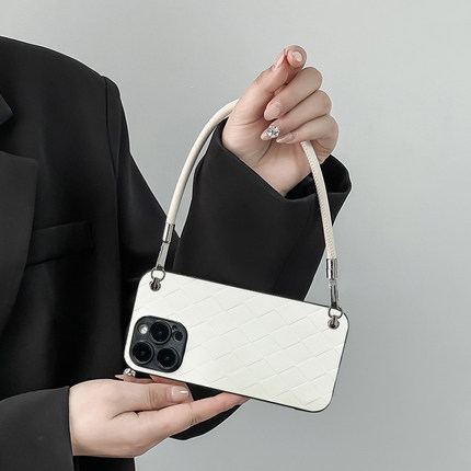 坎宁安适用于红米Turbo4手机壳13/12手提绳note14pro+菱格11E小香风10se欧美9/8pro商务7小众13C时尚保护套