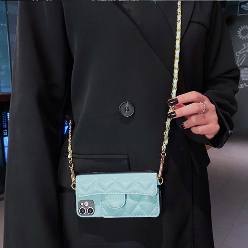 适用OPPOReno14pro手机壳Reno14零钱包7/6i斜跨绳13pro插卡套12se/12便携5ipro手提包9promax菱格小香风高级