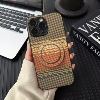 坎宁安适用于苹果17promax手机壳iphone16磁吸支架15折叠支架14plus凯夫拉纹13仿皮11碳纤维纹xs旋转XR小众