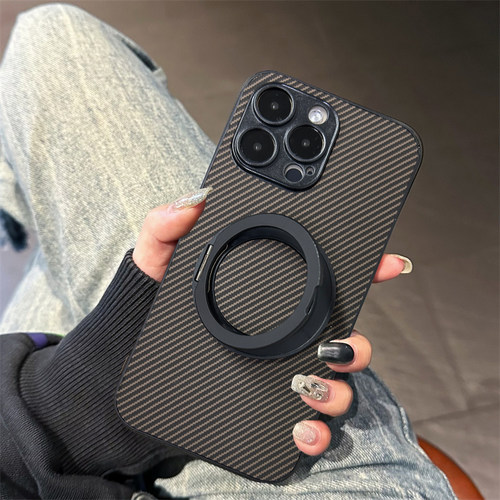 坎宁安适用于iphone17ProMax手机壳苹果16凯夫拉15旋转支架14plus碳纤维ip16e懒人11商务XR折叠式7/8P保护套