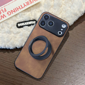 坎宁安适用苹果17promax手机壳iphone15旋转支架16羊巴皮14商务13男11折叠式 xs简约360度XR小众7保护套8P防摔