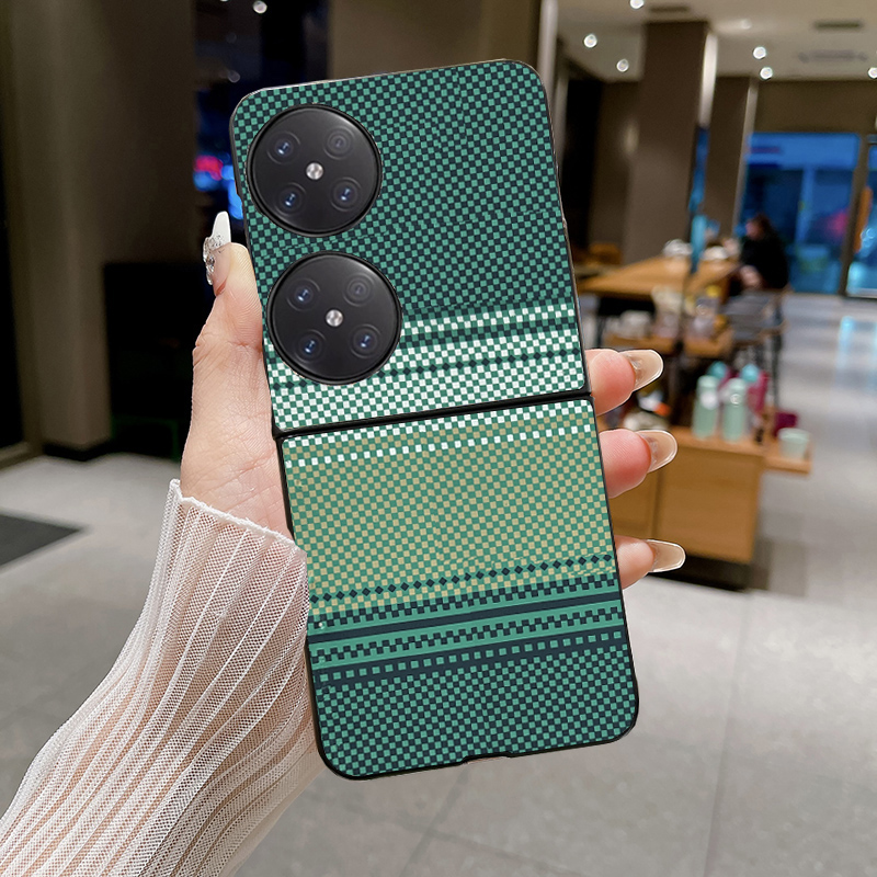 坎宁安适用于华为p50pocket手机壳折叠屏商务碳纤维纹pockets全包防摔新款男pocket2凯坎夫拉纹时尚保护套