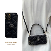 适用苹果16promax手机壳iPhone15小香风14plus时尚 13pro零钱包12pro手提包11promax斜跨绳xr防摔xs菱格7plus