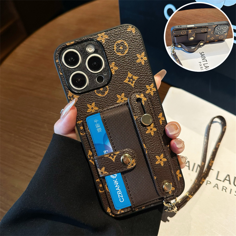 适用苹果16手机壳iphone15腕带11支架13插卡套12手绳14plus卡夹16promax零钱包XR小众7保护套8P防摔创意时尚