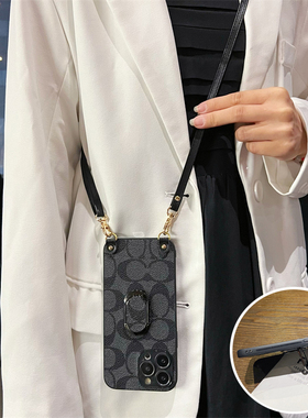 适用vivoV27e手机壳V27Pro旋转支架V25e斜跨绳V23e可装卡V21s挂绳V21e复古V21懒人V25小众V23精孔防摔创意