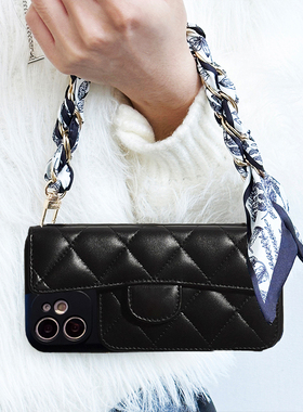 适用三星A42手机壳A34小香风A32插卡套A30S手提丝巾GalaxyA35斜跨A20E男女A25小众A21S皮质A23保护套门禁卡潮