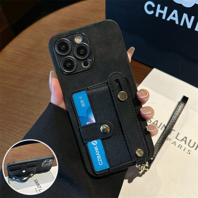 坎宁安适用于苹果16手机壳iphone17promax腕带14支架15插卡套13商务12手绳11折叠式xs带卡夹XR小众7保护套8P