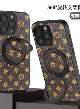 坎宁安适用于三星S25Ultra手机壳S24旋转支架S23+折叠S21FE商务A55男女a34皮质A60s支撑a25简约a35全包保护套