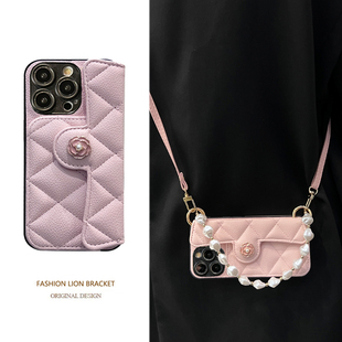 适用iQOO5Pro手机壳U3X带卡包U5翻盖荔枝纹Z1x小香风Neo855斜跨Neo防摔U5S时尚5se菱格neo3新款U5e女手链