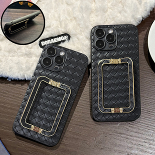 坎宁安适用于三星S24FE手机壳S25Ultra折叠S30Plus支架S20商务GalaxyS22 保护套 便携s23FE编织5G小众s21时尚