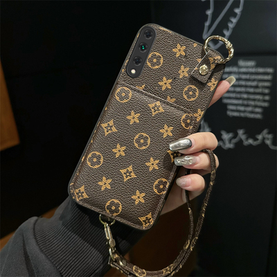 适用荣耀Play6T手机壳play6C插卡套5TPro轻奢play3挂绳防摔皮质简约零钱包新款全包3手绳高级感门禁卡创意潮