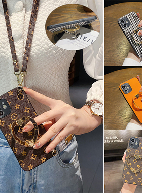 坎宁安适用于折叠红米Turbo4手机壳Turbo3爱心支架Note13Turbo斜跨14R背带13C奢华11T皮质12TPro创意12R防摔