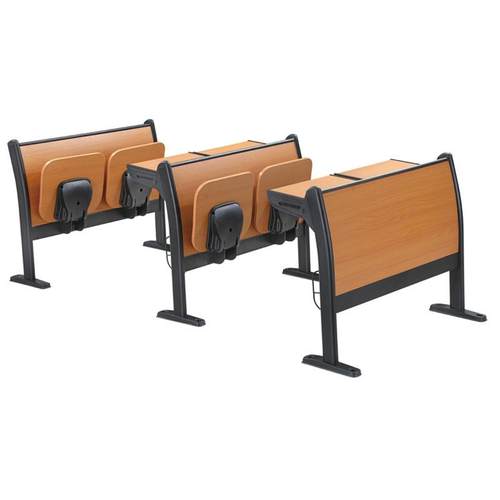 阶梯教室排椅大学实木铸铁铝合金阶梯椅多媒体连排桌椅联排折叠