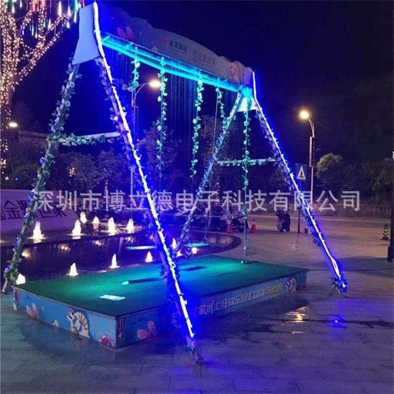 网红水幕秋千 户外大型互动瀑布水帘秋千 景区雨幕水帘美陈道具