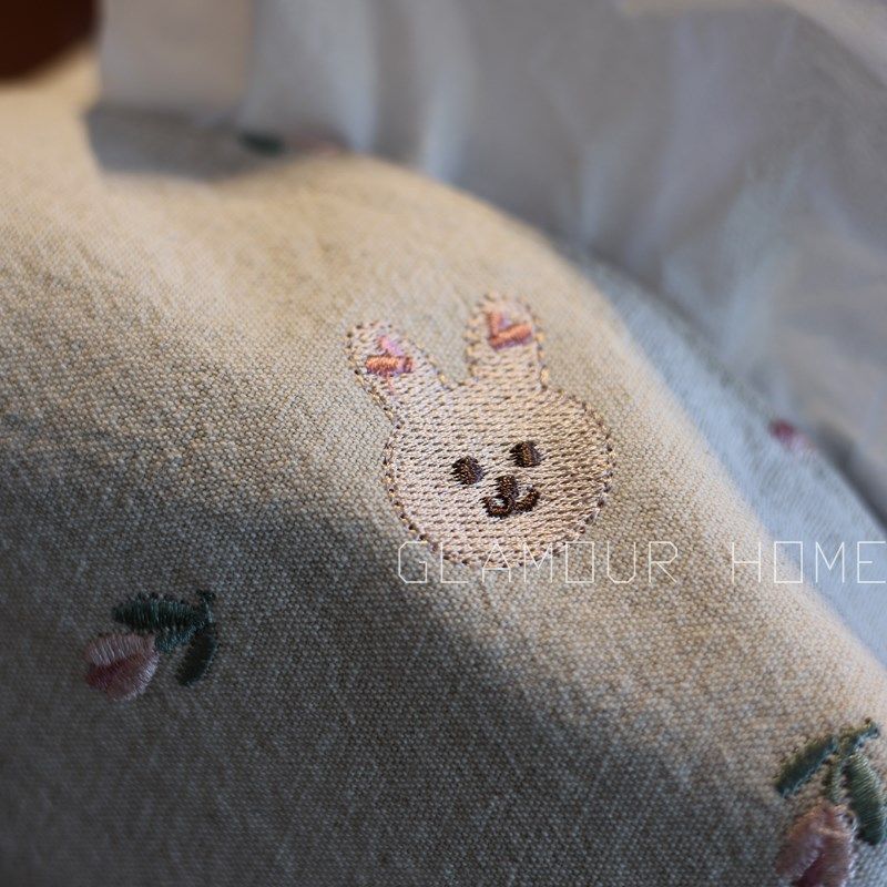 客厅餐巾纸盒抽纸盒布艺车载纸巾盒扶手箱双O层纯棉刺绣小兔纸巾,收纳整理,纸巾套,淘宝优惠券,粉丝福利购,淘宝优惠卷