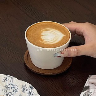 简约风纯色手握杯咖啡u厅热拿铁拉花杯陶瓷猪口主人杯咖啡杯 日式