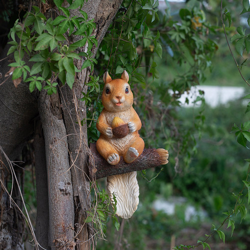 花园装饰树洞兔子树上挂件庭院园艺阳台装饰品Q摆件幼儿园墙壁挂