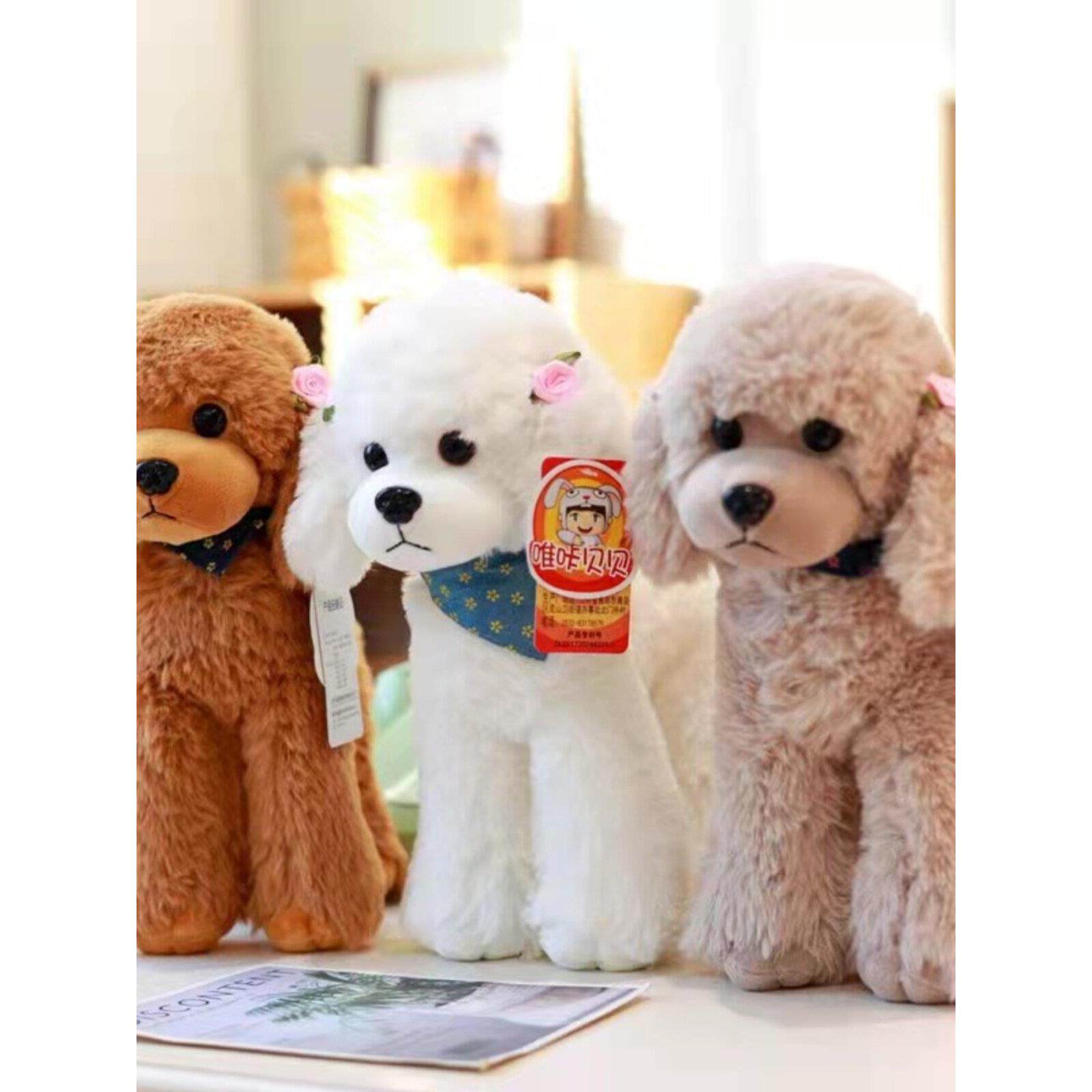 正版贵宾犬公仔仿真泰迪狗狗毛绒玩具生肖小狗布娃娃儿童玩偶礼物