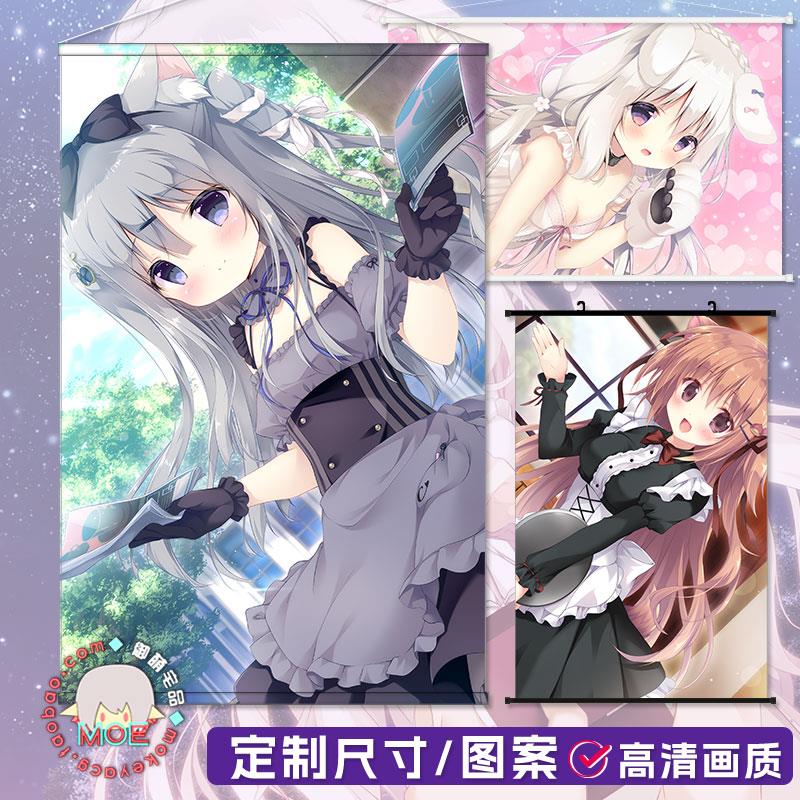 巧克甜恋天色巧克力美少女游戏周边装饰油画挂画海报墙贴日式贡缎