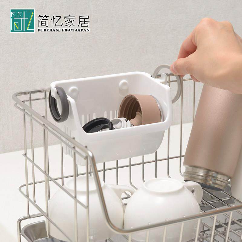 日本进口迷你沥水架厨房小物收纳架悬挂式水槽沥水篮浴室收纳盒
