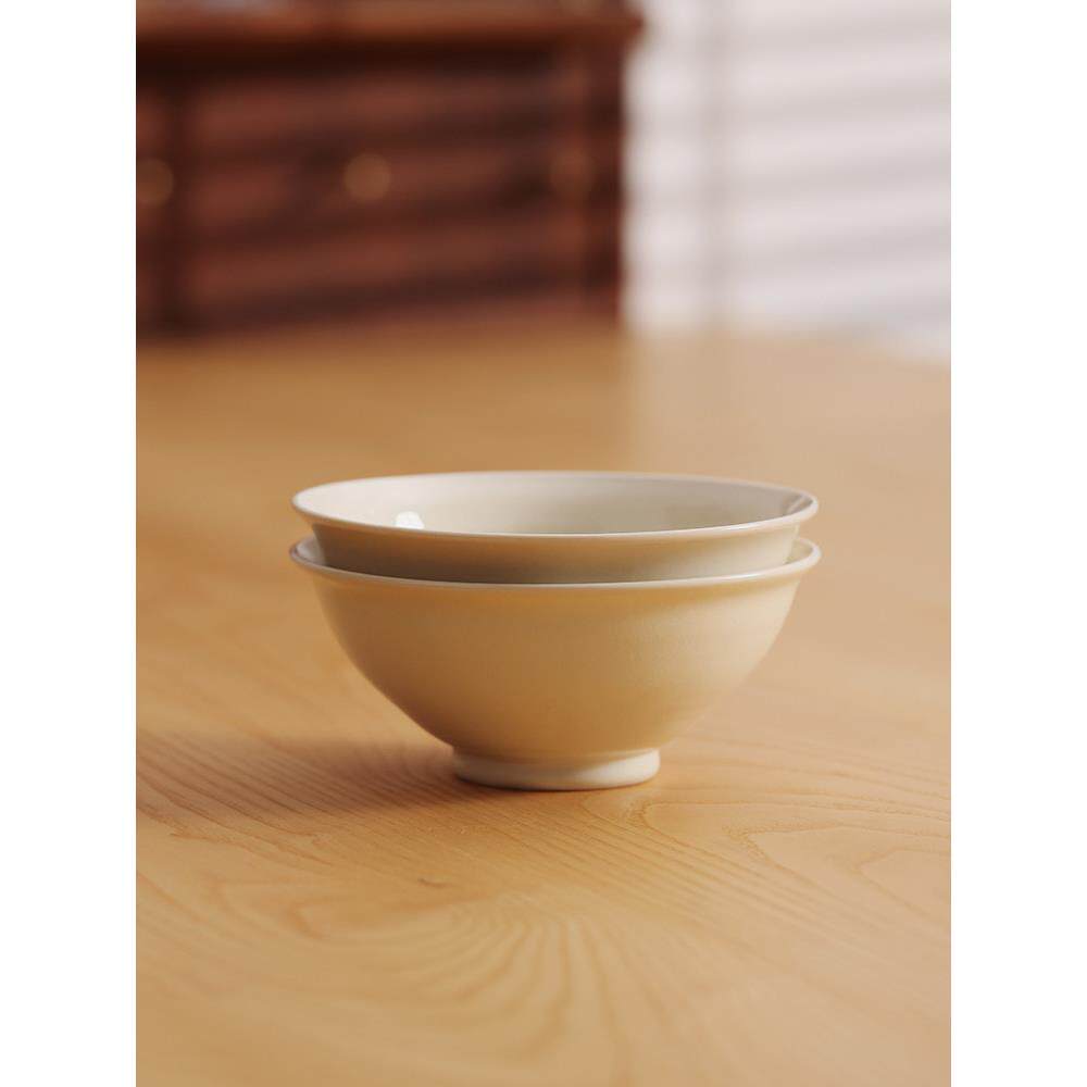 景德镇高温陶瓷碗家用饭碗日式小号白色手工陶艺碗草木灰餐具南昔