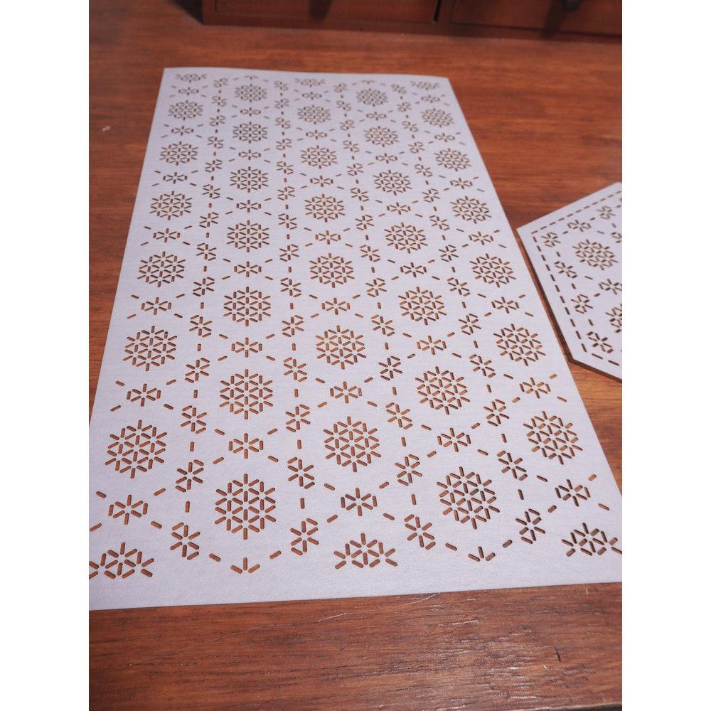 刺子绣模板落雪纹新品薄软板一目绣茶席杯垫diy画图刷图热消膏白