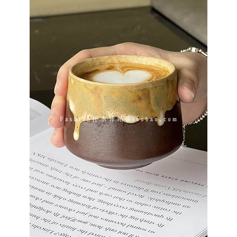 复古手工围炉煮茶陶瓷杯日式粗陶功夫茶杯窑变浓缩咖啡杯喝水杯
