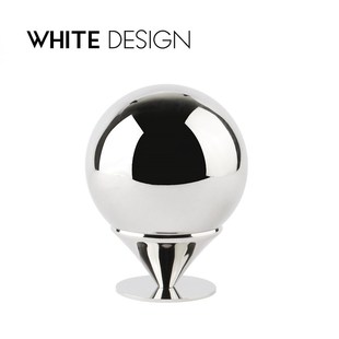 棉签盒桌面收纳端摆件 蛋筒不锈钢金属抛光牙签盒 White Design