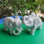 石雕石头大小象工艺品一对看门招财纳福客厅玄关装 饰