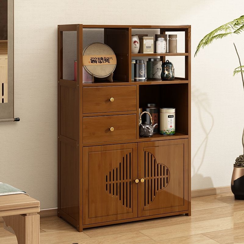 茶叶柜落地收纳储物柜新中式客厅茶桌边柜办公室茶水柜茶具置物柜